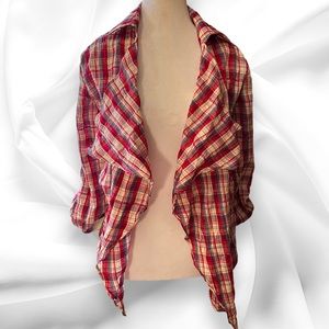 Anthropology En Crème Plaid and Flowy Cardigan Size Small (S)